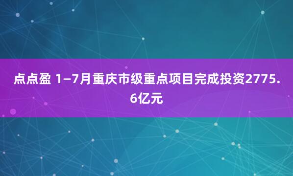 点点盈 1—7月重庆市级重点项目完成投资2775.6亿元